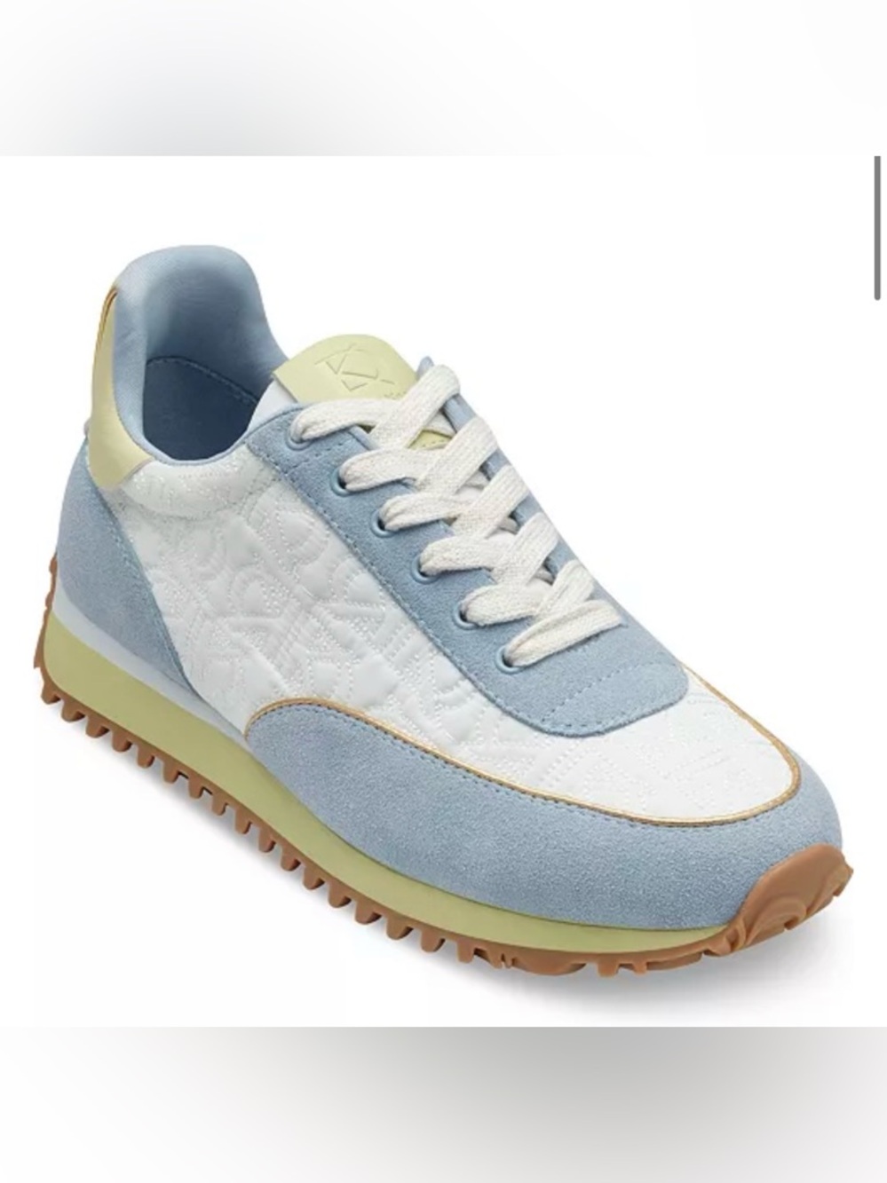 DKNY Donna Karan Lanie Light Blue & White Quilted Suede Sneaker